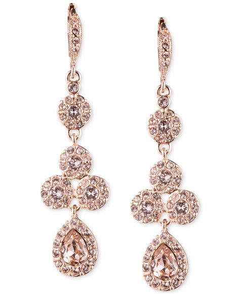 givenchy rose gold tone swarovski element linear drop earrings|Givenchy earrings macy's.